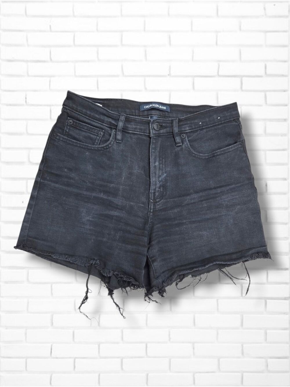 Calvin Klein Jeans High Rise Black Raw Hem Denim Shorts Size 6/28
